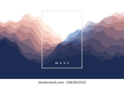 Abstract ocean seascape. Sea surface. Severe storm at sea. Big waves. Nature background. Sunrise. Cover design template. 3d vector illustration for banner, flyer, poster or brochure.