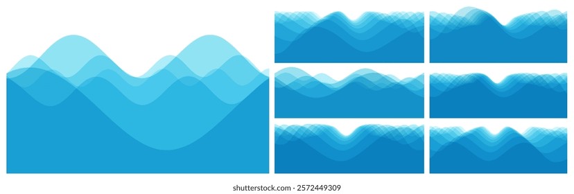 Abstract ocean seascape. Sea surface. Realistic landscape with waves. Nature background. Cover design template. 3d vector illustration for banner, flyer, poster or brochure.