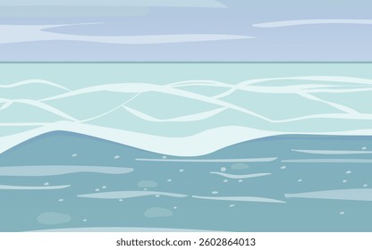 Abstract ocean surface background banner in flat style. Waves. Surf. Vector Illustration