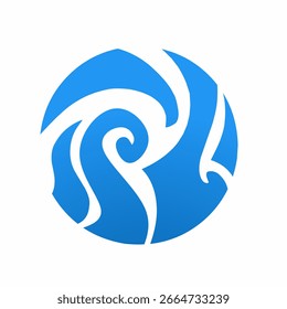 Abstract Ocean Wave Circle Logo Design