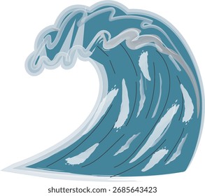 Abstract Ocean Wave Illustration - Blue Sea Water Splash with foam Crest - surfing, Beach, and Summer Sea Design Vector