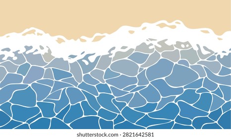 Abstract Ocean Wave Pebble Beach Background Vector with Sea Foam