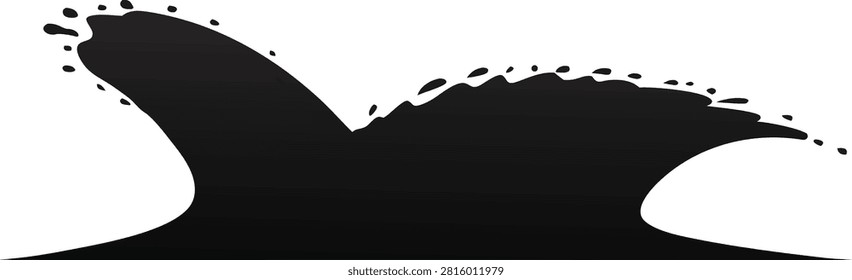 Abstract ocean wave silhouette graphic element with silhouette abstract minimalist movement splashing marinebiology environment
