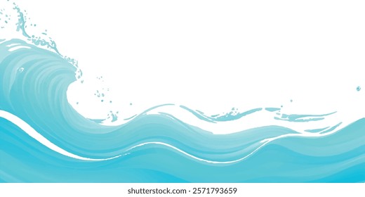 Abstract ocean wave texture in soft green and blue watercolor on a transparent background, offering a serene and tranquil vibe for water wave-themed designs, banners, and creative projects.
