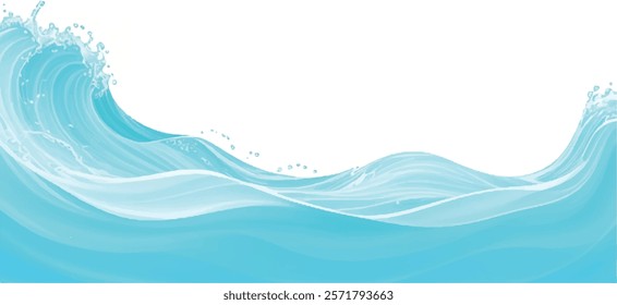 Abstract ocean wave texture in soft green and blue watercolor on a transparent background, offering a serene and tranquil vibe for water wave-themed designs, banners, and creative projects.
