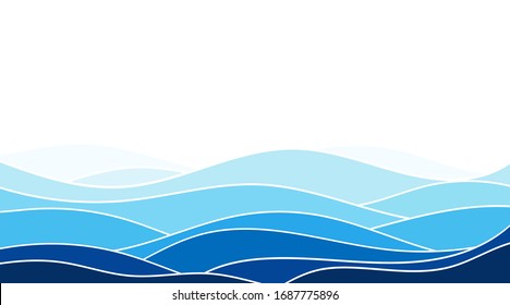 Abstract ocean wave water layer background vector illustration