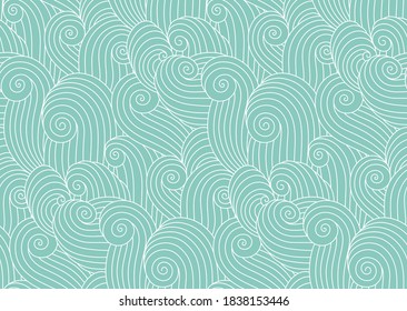 Abstract ocean waves background. Organic shapes wavy wallpaper. Vector seamless nautical sea tides pattern.