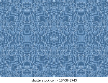 Abstract ocean waves background. Organic shapes wavy wallpaper. Vector seamless nautical sea tides pattern.