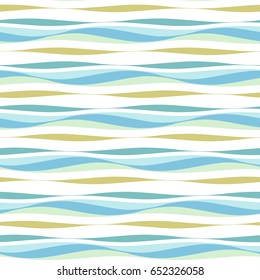 Abstract Ocean Waves Background. Organic Shapes Wavy Wallpaper. Vector Seamless Nautical Sea Tides Pattern.