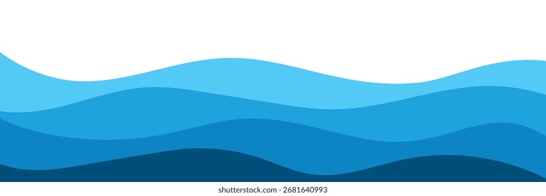 Fundo abstrato das ondas do oceano em tons de azul com espaço em branco para texto.