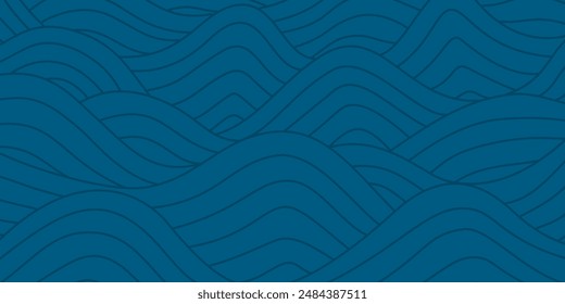 Abstrakter Meereswellen-Hintergrund. Wellenmeer-Hintergrund. Abstrakte Meereswelligkeit, Doodle-Wellenlinie-Hintergrund. Meer und Ozean-Wellenstruktur-Wasser-Hintergrund.