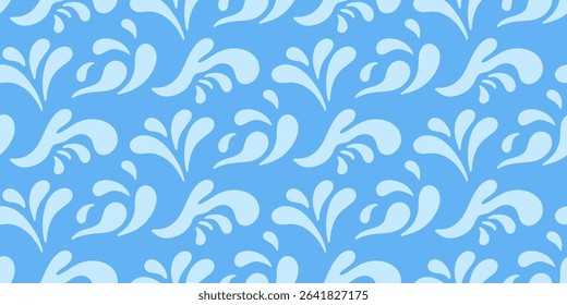 Abstract ocean waves drops seamless pattern. Japanese, Chinese traditional ornament blue background. Vector illustration Summer tropical sea beach style. Fashion nautical vintage textile fabric design