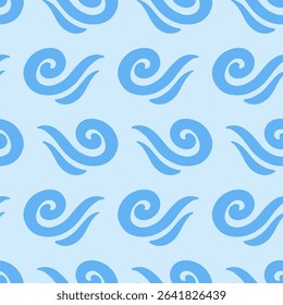 Abstract ocean waves seamless pattern. Japanese, Chinese traditional ornament blue background. Vector illustration Summer tropical sea beach style. Fashion nautical vintage textile fabric design