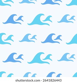 Abstract ocean waves seamless pattern. Japanese, Chinese traditional ornament blue background. Vector illustration Summer tropical sea beach style. Fashion nautical vintage textile fabric design