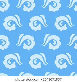 Abstract ocean waves seamless pattern. Japanese, Chinese traditional ornament blue background. Vector illustration Summer tropical sea beach style. Fashion nautical vintage textile fabric design