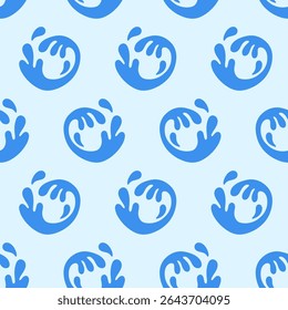 Abstract ocean waves seamless pattern. Japanese, Chinese traditional ornament blue background. Vector illustration Summer tropical sea beach style. Fashion nautical vintage textile fabric design