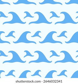 Abstract ocean waves seamless pattern. Japanese, Chinese traditional ornament blue background. Vector illustration Summer tropical sea beach style. Fashion nautical vintage textile fabric design