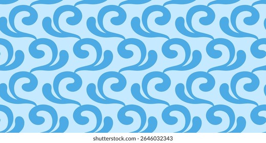 Abstract ocean waves seamless pattern. Japanese, Chinese traditional ornament blue background. Vector illustration Summer tropical sea beach style. Fashion nautical vintage textile fabric design