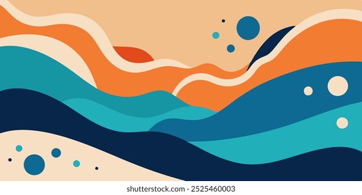 Fundo abstrato com temática oceânica com ondas arrojadas e uma paleta de cores calmante. Perfeito para criar um design sereno e moderno.