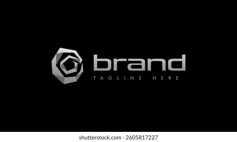 abstract octagon 3d gray elegant logo template design brand business company