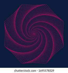 abstract octagon with halftone dots design. digital purple flower pattern
