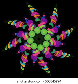 Abstract Octagonal Colored Star of Circles. Creative Concept.