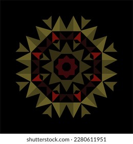 Abstract octagonal flower in gold and red colors. Elegant design for logo, background, template. Vector illustration.