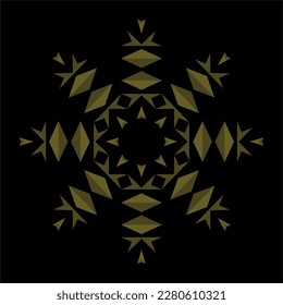 Abstract octagonal gold flower isolated on black. Simple design for logo, background, template. Vector illustration.