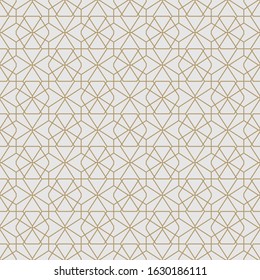 Abstract octagonal line geometric pattern vector background. white and gold color texture template.