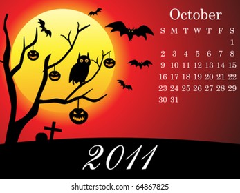 abstract October calendar vector illustration