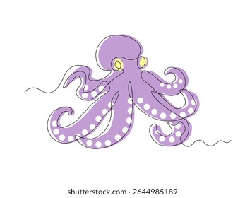 abstract octopus, continuous single one line art hand drawing sketch, logo