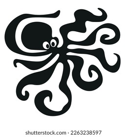 Abstract octopus figure. Good for tattoo. Editable vector monochrome image with high details isolated on white background