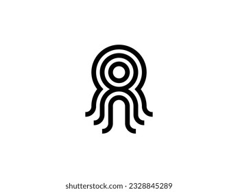 abstract octopus with geometric line style logo design