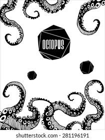 Abstract  octopus illustration ,  design element, symbol, sign for tattoo