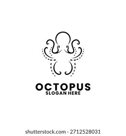 Icono Abstractas del diseño del logotipo del pulpo. Pulpo línea elegante logo diseño Vector Plantilla