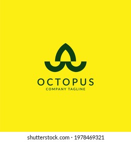 abstract octopus logo design template, geometric shape in yellow background, Usable for Business and Branding Logos