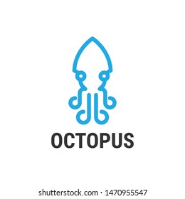 Abstract Octopus Logo design vector template Linear style. Fashion, Jewelry, Seafood restaurant Logotype vintage concept outline icon