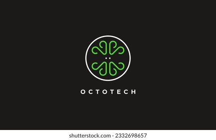 abstract octopus logo pictogram style in simple circle shape