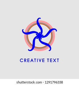 abstract octopus on colorful circle vector design