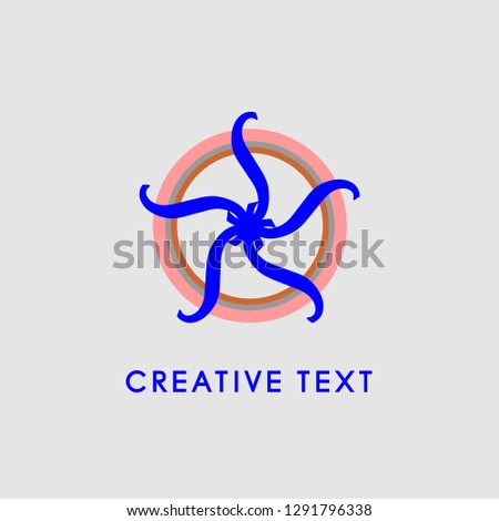 abstract octopus on colorful circle vector design