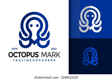 Abstract Octopus Pin Mark Logo Logos Design Element Stock Vector Illustration Template