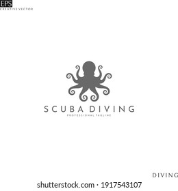 Abstract octopus. Scuba diving logo 