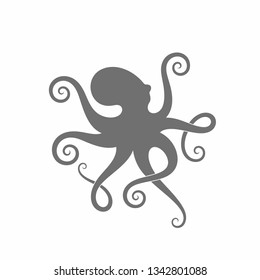 Abstract octopus. Sea life logo. Isolated octopus on white background. Sea creature vector