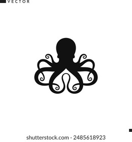 Abstract octopus silhouette. Abstract animal icon. Isolated octopus on white background