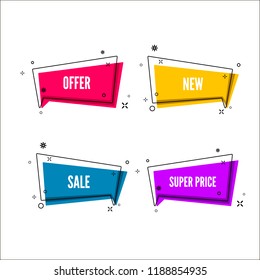 Abstract offers banner. Colorful bubble with promotion text. Set of geometric promo template. Vector illustration Abstract offers banner. Colorful bubble with promotion text. Set of geometric promo template. Vector illustration
