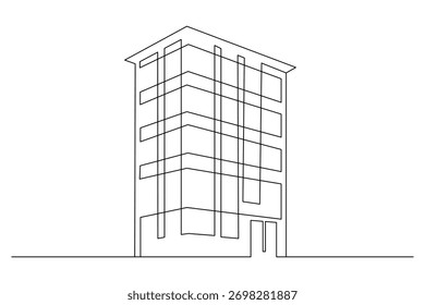 Estrutura de escritório abstrato contínuo projeto de arte vetorial de linha única