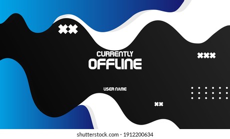 abstract offline gaming banner background with wavy object blue and white color