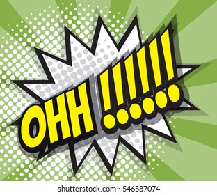 Abstract OH Pop Art, Comic Book Background Green Color Vector Illustration
