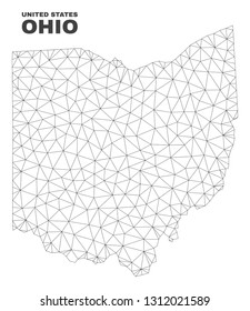 Abstract Ohio State map isolated on a white background. Triangular mesh model in black color of Ohio State map. Polygonal geographic scheme designed for political illustrations.
