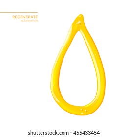 Abstract oil drop of regeneration cream. Skin care cosmetics for beauty skin. Organic cosmetic and skin care cream label template over white background. Vector illustration.
